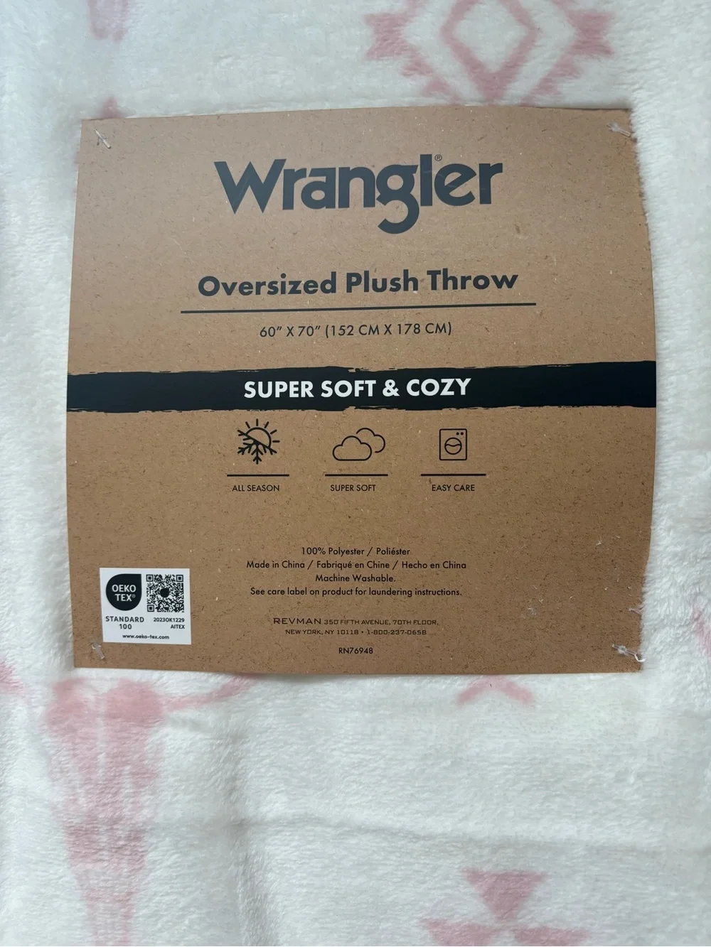 Nwt Wrangler Steer Skull Oversized Plush Throw
